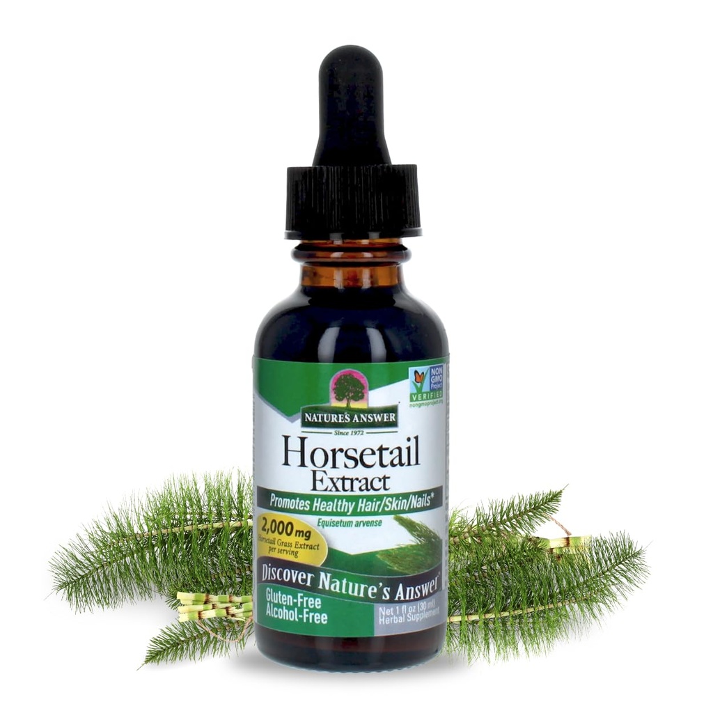 Respuesta de la naturaleza Alcohol-Free Horsetail Herb Extract Suplemento, 1-Fluid Ounce TEN Hair, Skin, " Nails Support ¦ Promotes Urinary Tract Health ← Fortalecer las articulaciones