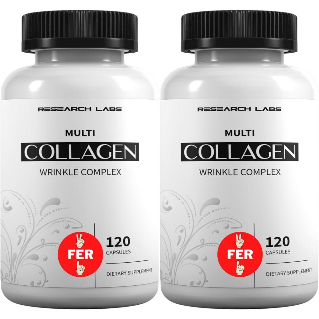 Laboratorios de investigación 2 para 1 Píldoras Promo 240 Collagen - 6000 mg Por día. Grass Fed Anti-Aging Support for Skin, Joints, Tendons, Bones, Hair and Nails. Paleo Friendly. Collagen Peptides Powder Suplemento...