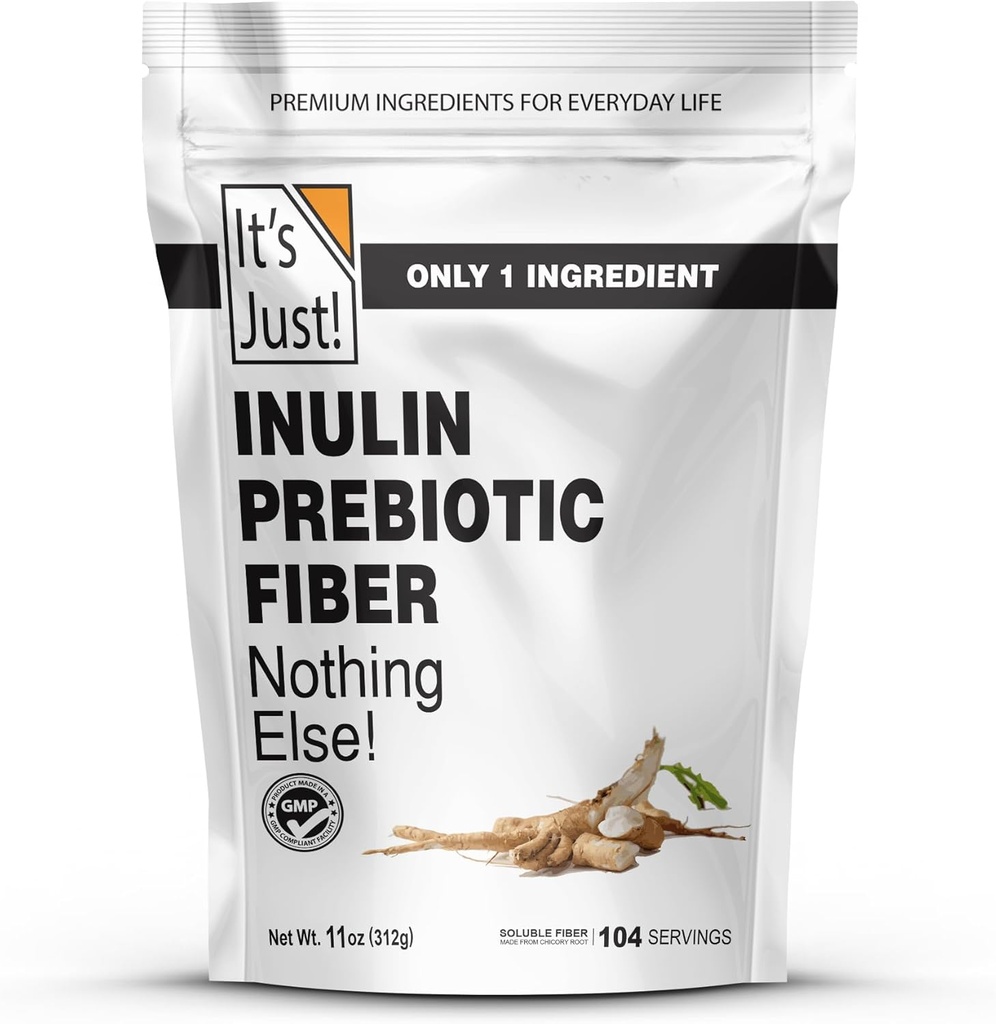 ¡Es sólo! - Fibra Prebiótica Inulina, Soluble Agua, Chicory Root Powder, Promueve Salud Gut, Made in USA, Producto de Bélgica, Vegan/Keto Friendly