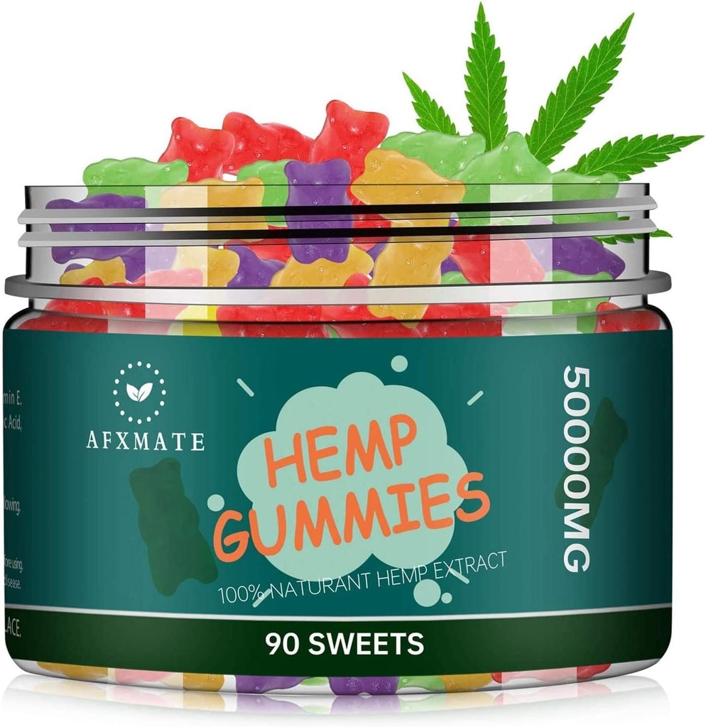 AFXMATE Ganchos de cáñamo 50000 mg Gummy saboreado de frutas (90 Gummies)