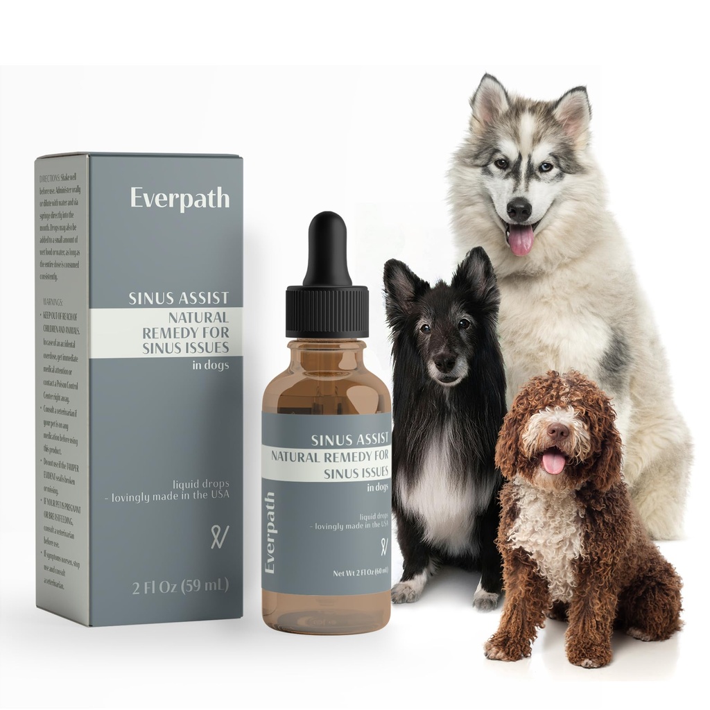 Everpath Sinus Support for Dogs - 2 Fluid Ounces/60mls  USA Made ← Asistencia Sinus Health and Relief ← Alivio para las alergias, Congestión " Acute Sinusitis ← Solución natural para mascotas
