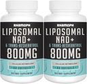 Liposomal NAD + 800 mg con Trans-Resveratrol 300 mg, Max Absorption, Actual NAD+ Suplemento de creación de envejecimiento saludable, energía celular, reparación de ADN, longevidad - 120 Softgels