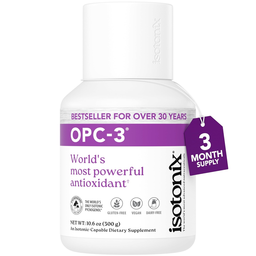 OPC-3 Isotonix - Suplemento Antioxidante - Pycnogenol, Grape Seed Extracts, Bilberry, Vino Rojo &amp; Pine Bark Extracts - para Heart " Circulatory Support - Isotonic, Vegan, Gluten Free - 90 Servings