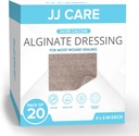 JJ CARE Silver Calcium Alginate Wound Dressing (Pack of 20) 4x5, Silver Alginate Wound Dressing Individualmente Empaquetado, Altamente Absorbent Non-Adherent Bandages for Wound Care