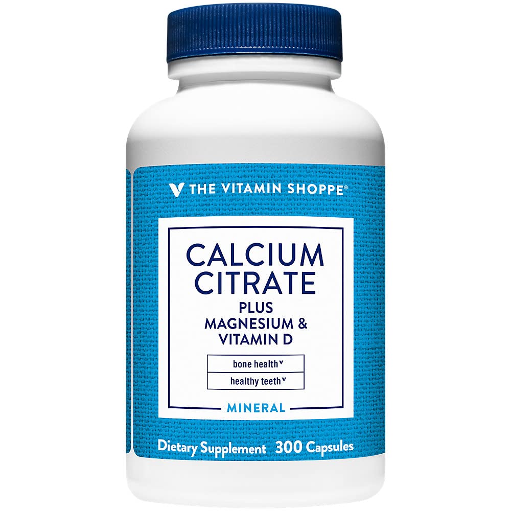 El Citrato de Calcio de Vitamina Shoppe+Magnesium limitadaVitamin D,Multi-Mineral Bone Health Supplement,Vitamin D Aids Absorción, Calcio 999mg, Magnesio 567mg, Vitamina D 612IU por Dosis diaria (300 cápsulas)