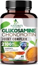 Glucosamine Chondroitin MSM 2100mg Complejo - Suplemento de Apoyo Conjunto para la Movilidad Conjunta " Confort Para Hombres y Mujeres con Turmeric " Boswellia, Triple Strength Glucosamine Suplementos - 60 cápsulas