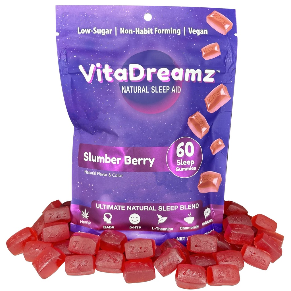 Melatonina Gummies para el sueño - Suplemento de Ayuda Natural del Sueño con L-Theanine & GABA - SleepEZ Pillowz 60 Conde