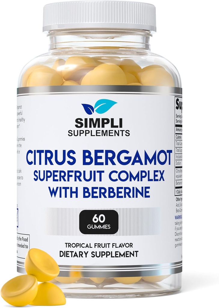 Citrus Bergamot Suplemento para High Cholesterol ← 60 Citrus Bergamot Gummies with Berberine for Heart Health ← Italian Citrus Bergamot 500mg ← Apoyo sano Cholesterol Niveles