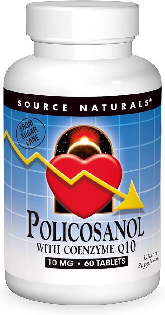 Fuente Natural Policosanol con Coenzyme Q10 10 Mg Tablet, 60 Cuenta