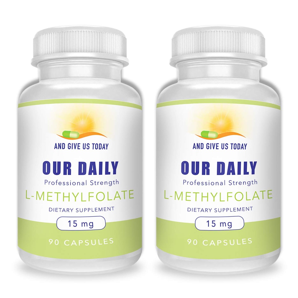 Y VIVO TODAY OUR DAILY L-Methylfolate 15mg (2 Botellas) - 180 Capsules - Professional Strength Active Methyl Folate - 5-MTHF Suplemento - Non GMO, Gluten Free, No Fillers