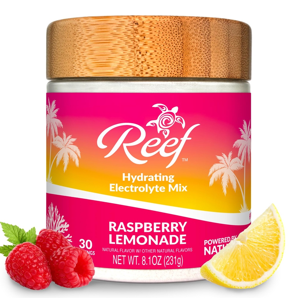Polvo electrolítico hidratante - Hidratación con electrolitos de la naturaleza + fruta real - limonada de frambuesa, azúcar sin agregado, 5 electrolitos clave + vitaminas, minerales de traza, 30 piezas