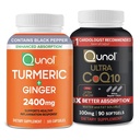 Qunol CoQ10 &amp; Turmeric: Turmeric Curcumin, 2400mg, 105 Capsules &amp; Ultra CoQ10 100mg, 90 Softgels