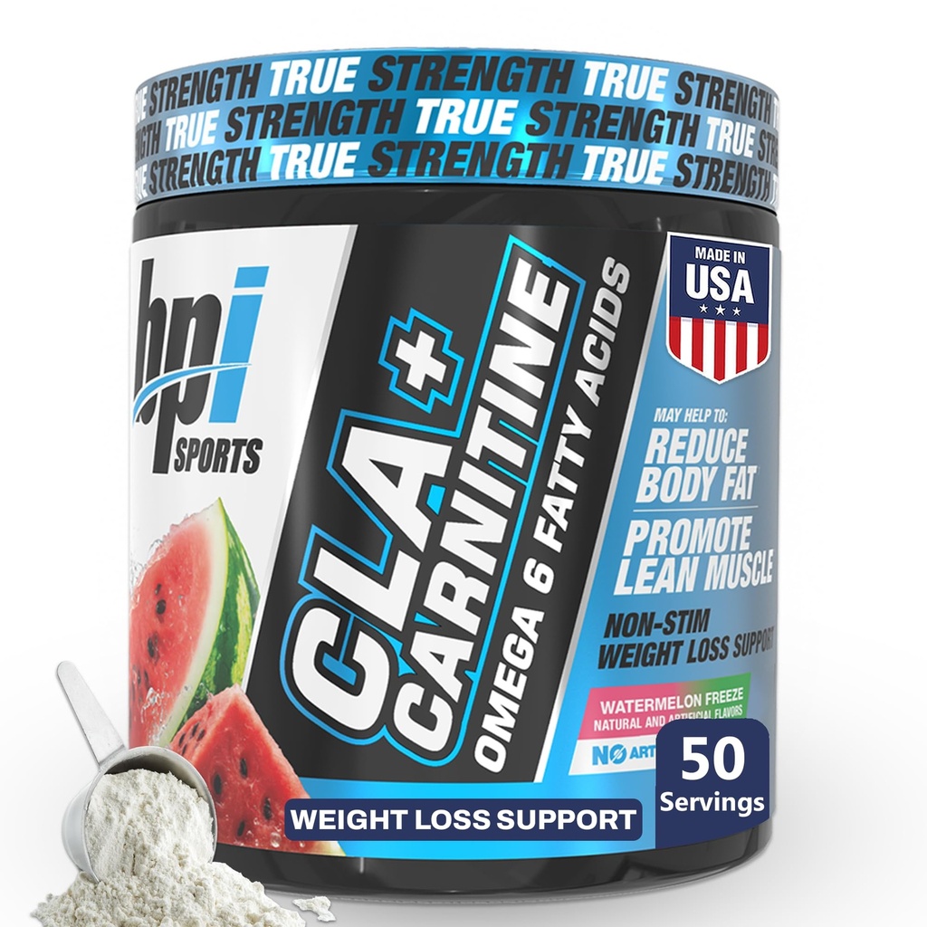 BPI Sports CLA+Carnitine – CLA L Carnitine &amp; Linoleic Acid – L Carnitine Supplement for Weight Loss, Metabolism & Lean Muscle – Caffeine Free – Watermelon Freeze – 50 Servings – 12.34 oz