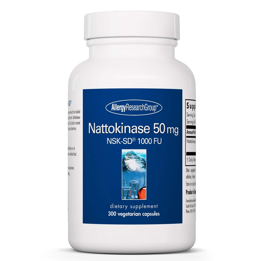 Allergy Research Group Nattokinase 50mg Suplemento - NSK-SD 1000 FU, Cardiovascular Support, Circulatory Health, Vegetarian Capsules - 300 Conde