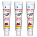 Globe (3 Pack) Capsaicina 0,1% Crema de alivio de dolor de alta potencia, sin olor (2 oz) Alivio de penetración profunda de: Artritis, músculo, unión y dolor de espalda