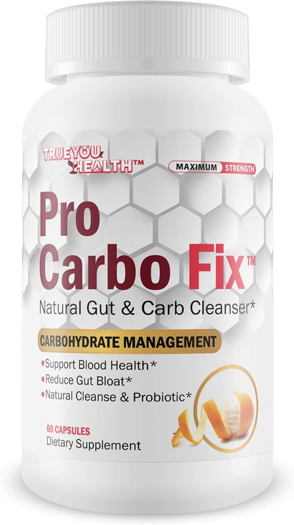 Pro Carbo Fix - Natural Gut &amp; Carb Cleanse Supplement - Plant Based Formula w/Probiotics - Support Digestive Health & Blood Health - Help Flush Carbs & Toxins - Promote Regularity & Reduced Gut Bloat