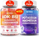 NEVISS 1Pack Vitamina ADK con B12 + 1Pack Potasio Magnesio Gummies