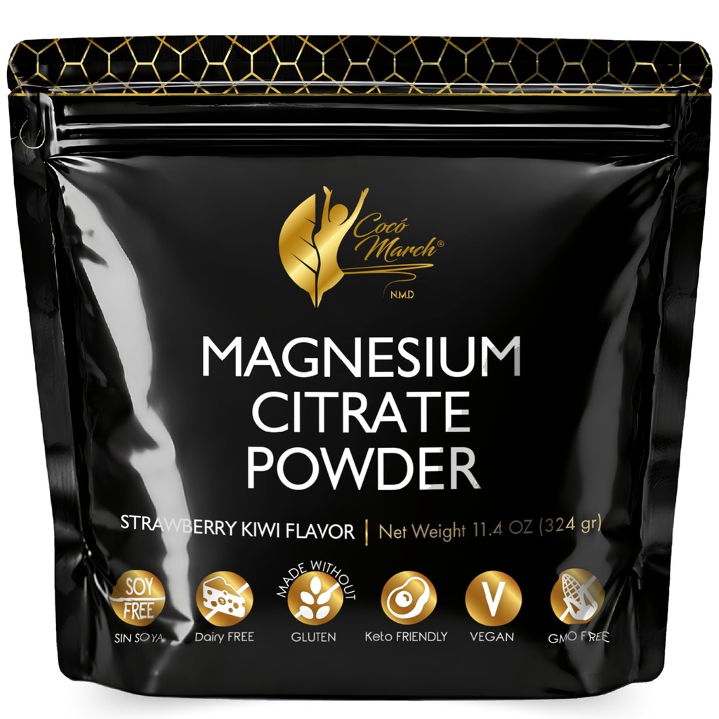 Cocó March N.M.D Pasta de magnesio rosa - Promueve el sueño, la relajación y la función sana del cerebro, sabor a fresa - Gratis de: Gluten, lácteos, GMOs, Soy, Vegan, Keto Friendly - 45 Day Supply