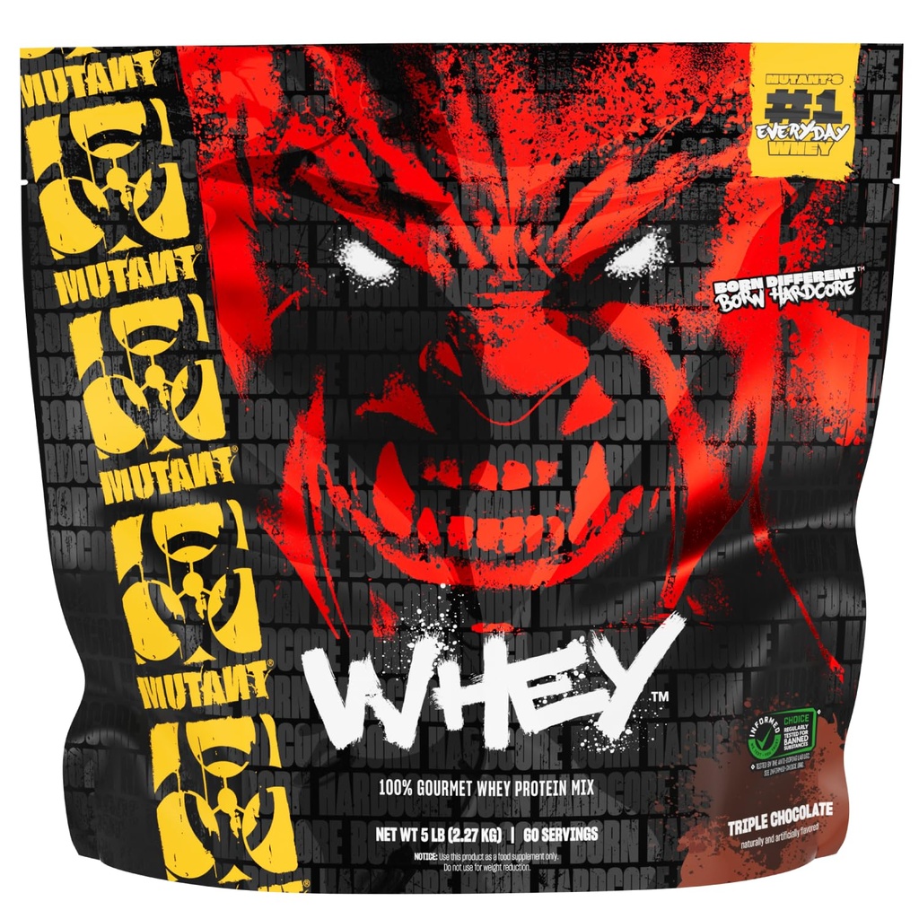 Mutant Whey – 100% Whey Protein Powder Shake, Gourmet Taste, 22g de Protein, Fast Absorbing, Easy Digesting, 5lbs - Triple Chocolate