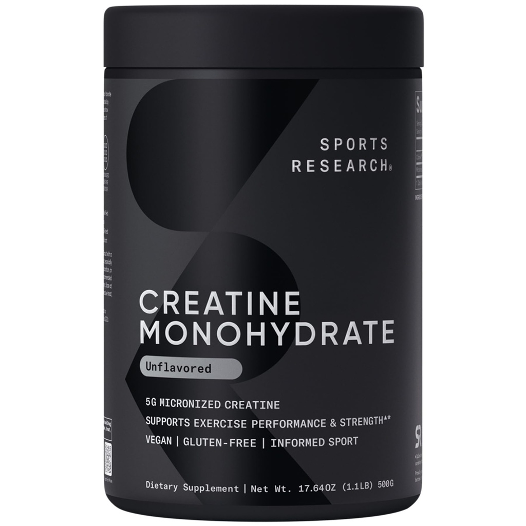 Investigación Deportiva Monohidrato de Creatina - Ganar el músculo magro, mejorar el rendimiento y la fuerza y la recuperación de entrenamiento de apoyo* - 5 g Cretina Micronizada - 17.64 oz