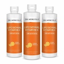 Dr. Mercola Liquid Liposomal Vitamina C - Antioxidante &amp; Immune Support Supplement - Incluye Vitamina E - GMO-Free, Gluten-Free &amp; Soy-Free - Citrus Vanilla Flavor - 450 mL (30 Servimientos) - 3 Pack