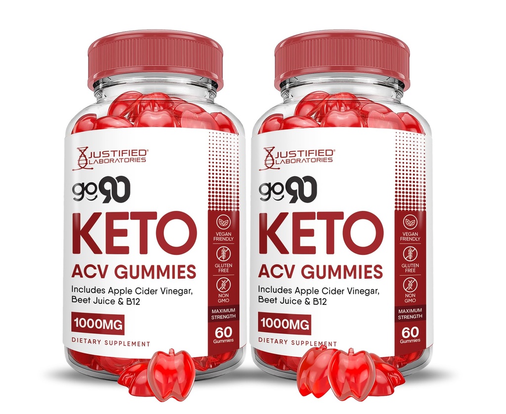 (2 Pack) Go 90 Keto ACV Gummies Advanced Formula 1000MG Go90 Keto Gummies Apple Sider Vinegar Formulado con Pomegranate Beet Juice Powder B12 Vegan Non GMO 120 Gummys