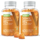 Gummies de Curcumina Turmérica con Ginger &amp; Black Pepper Herbal Suplemento, 2000 mg, Immune Support, Healthy Skin y Joint Health, Vegan, Pectin Based, para adultos y adolescentes - Chewable Peach Flavor(2Pack)