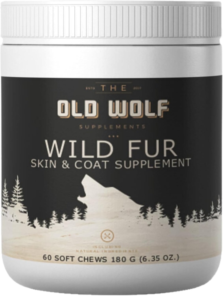 Skin and Coat Supplement for Dogs: for Itchy Skin, Hot Spots Treatment & Seasonal Allergies, Reduce la ropa de cama, Mejorando el brillo de la carne - 60 Chews