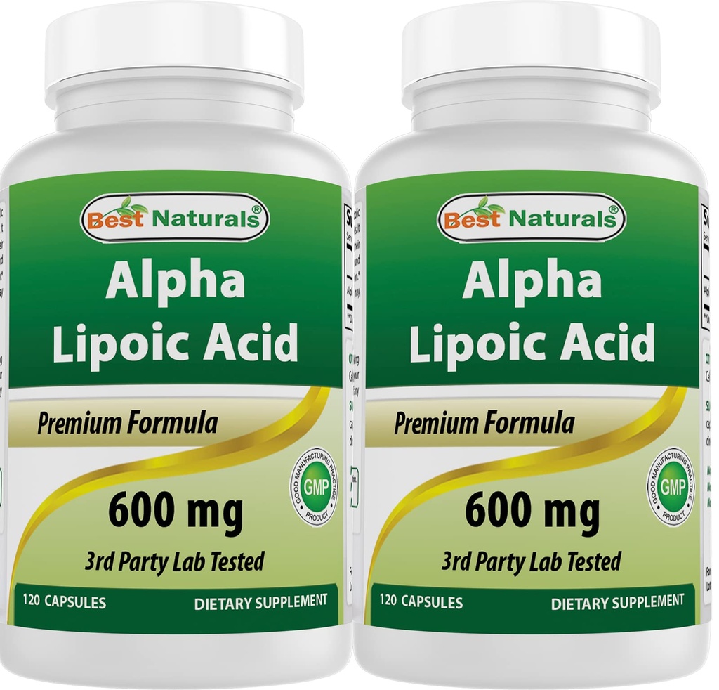 Mejores Naturales - Ácido Lipoico alfa (ALA) - 600 mg (120 Cuenta (Pack of 2))