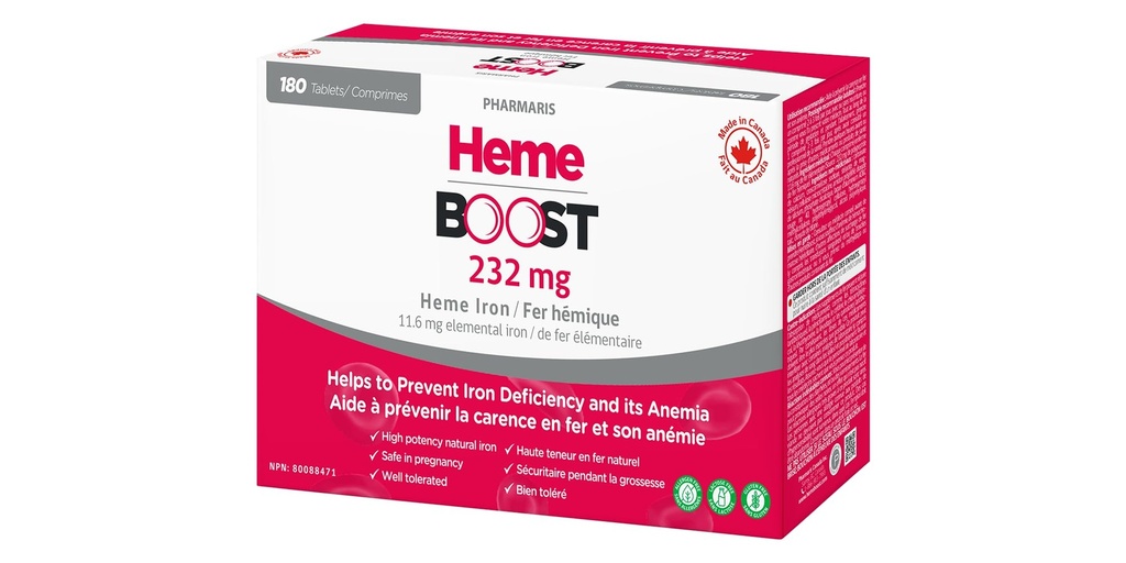 Hemeboost 11.6mg (232mg Heme Iron) I 180 Tablets ← High Potency Natural Iron Suplemento I High Absorption " Gentle on Stomach I Iron Pills for Adults " Safe for Use in Pregnancy (3)