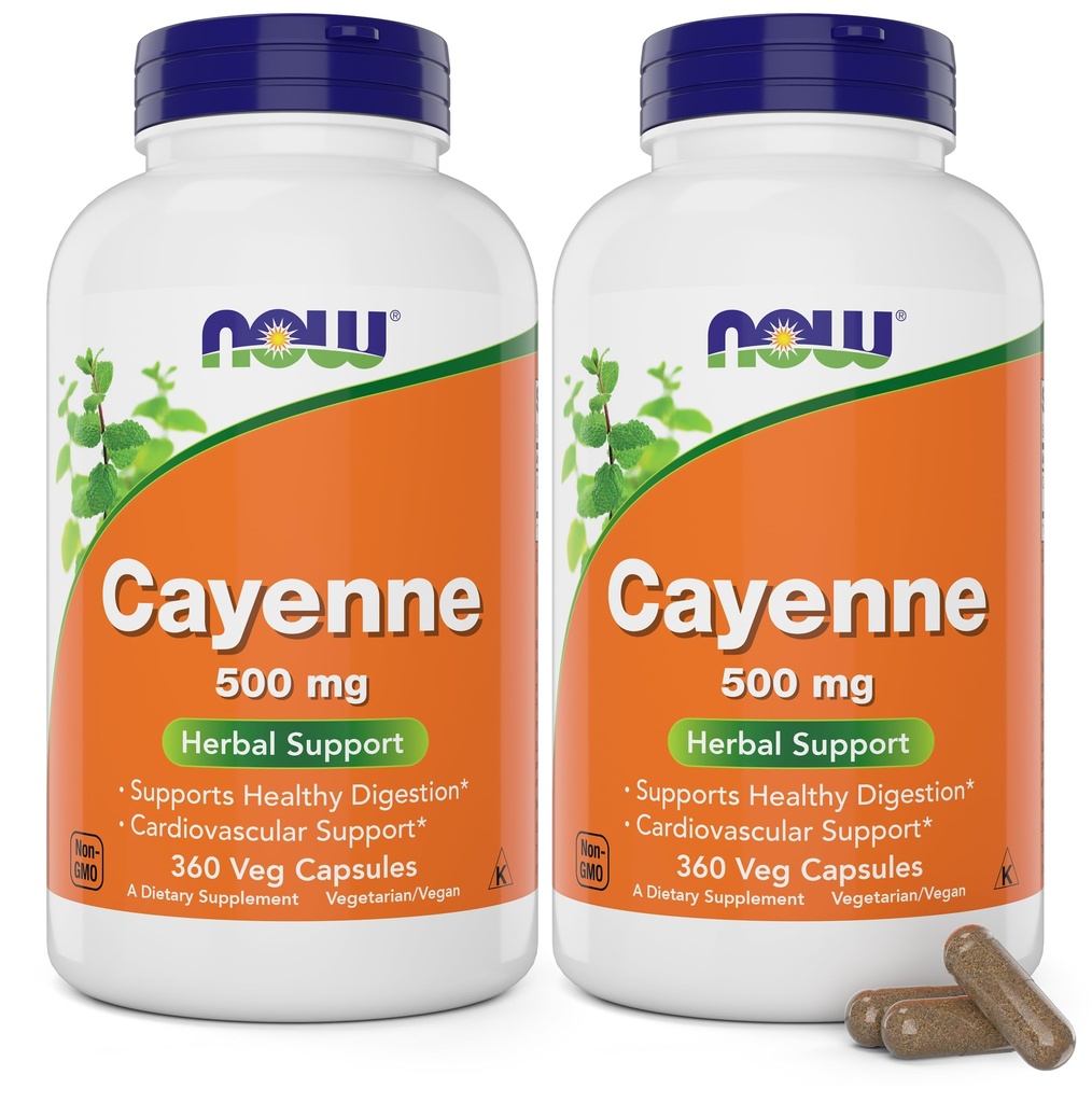 Ahora Cayenne (Capsicum annuum) 500 mg, 360 Veg Capsules (Pack of 2)