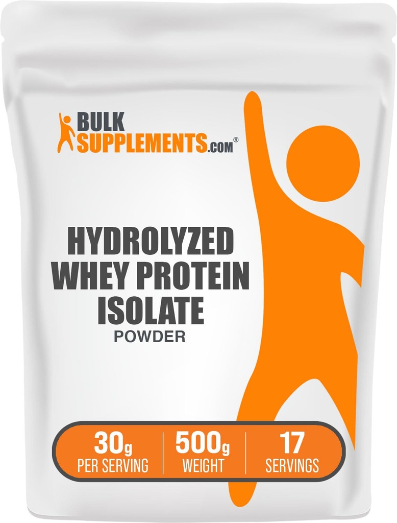 BulkSupplements.com Hidrolyzed Whey Protein Isolate Powder - Whey Isolate Protein - Sin sabor, 30g por Serving, 500g (1.1 lbs) (Pack of 1)