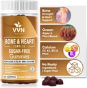 Gaviota de calcio Gummies K2 Suplemento de vitamina con MK-7 " Vitamina D3, Magnesio " 13 Trace Minerals, Apoyo a la Densidad de los Huesos ¦ Plant Based " B12 - Bone & Heart Complex, 60 ct.