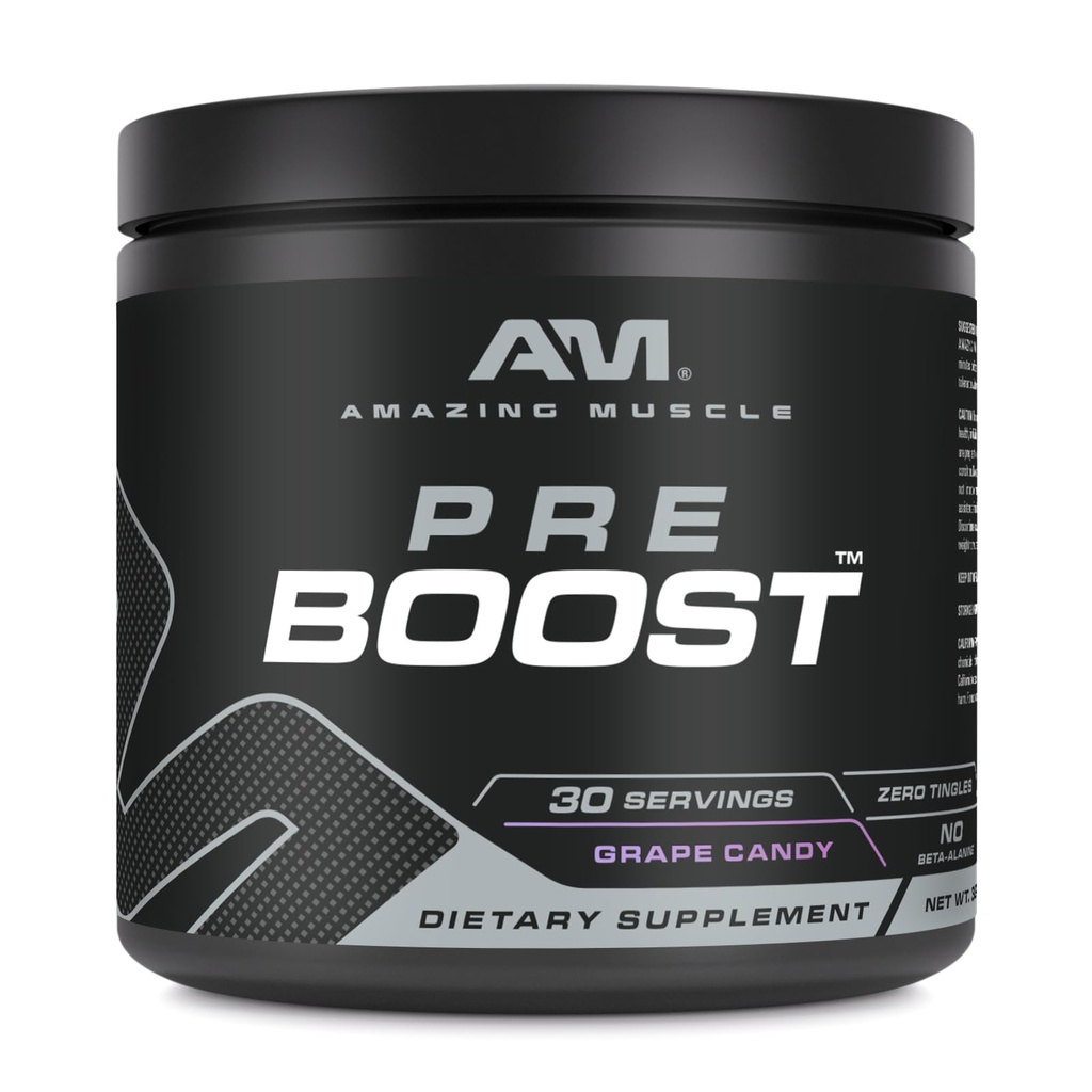 Sorprendente Muscle Pre Boost Silencio 30 Servimientos Silencio 324 Grams Powder ← Pre Workout Suplemento Silencio Hecho en EE.UU. (30 Servimientos, Candy Natural Grape)