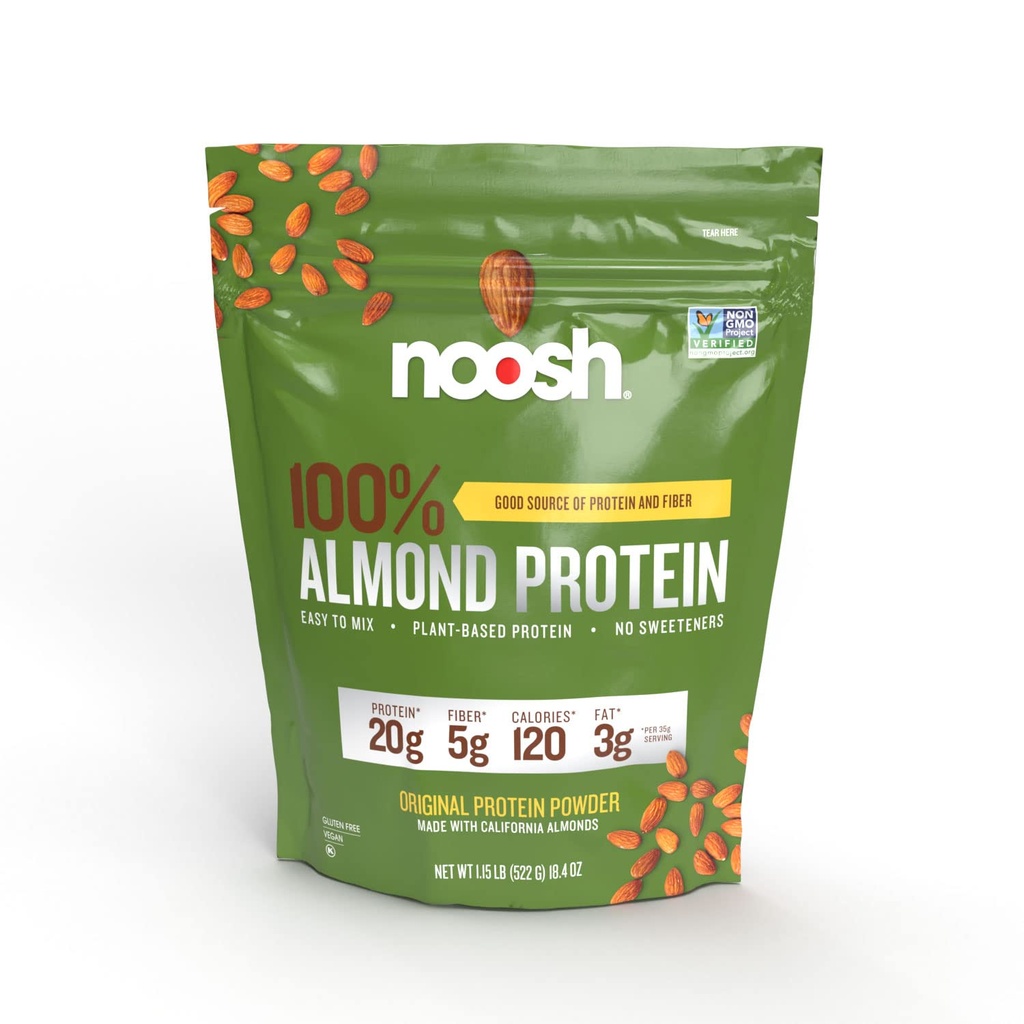 NOOSH Planta base Almendra Protein Powder Desarrollado 35 Gram - Vegan, Todos los ingredientes naturales, no GMO, Gluten Free, Kosher, Peanut Free, Soy Free, Dairy Free (Unflavored)