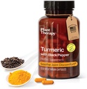 Terapia vegetal Turmeric Black Pepper Suplemento cápsulas Fabricados en USA 4 meses de suministro Apoyos Conjunto y Musculo Salud Suplementos para Mujeres y Hombres 120 cápsulas vegetarianas