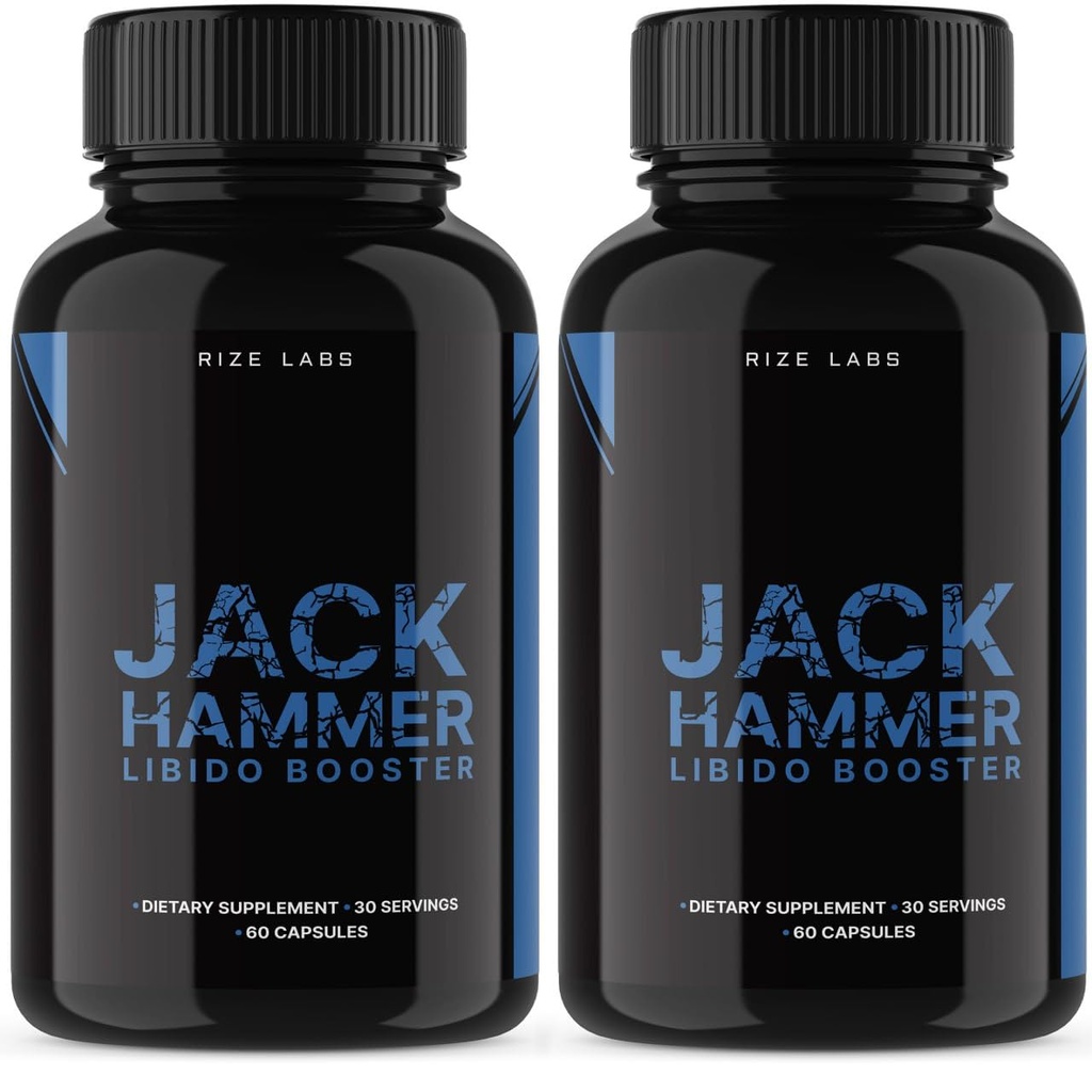 rize labs - Jack Hammer Libido Booster Suplemento para Hombres, Powerful All Natural Formula to Improve Performance (120 Capsules)