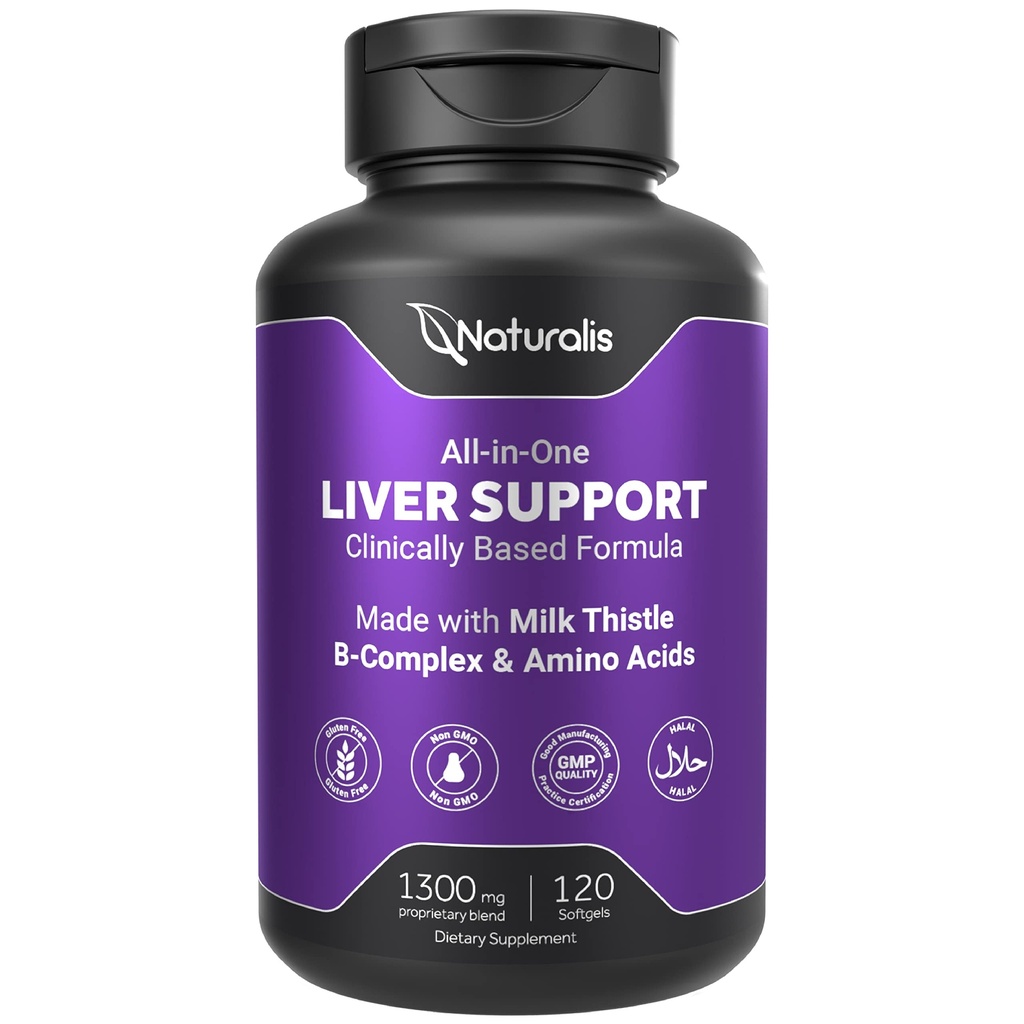 Naturalis Silymarin Milk Thistle 1300mg Reforzado con B Complex " Amino Acids TEN 13-in-1 Liver Cleanse, Detox " Repair TEN 120 Liver Essential Softgels
