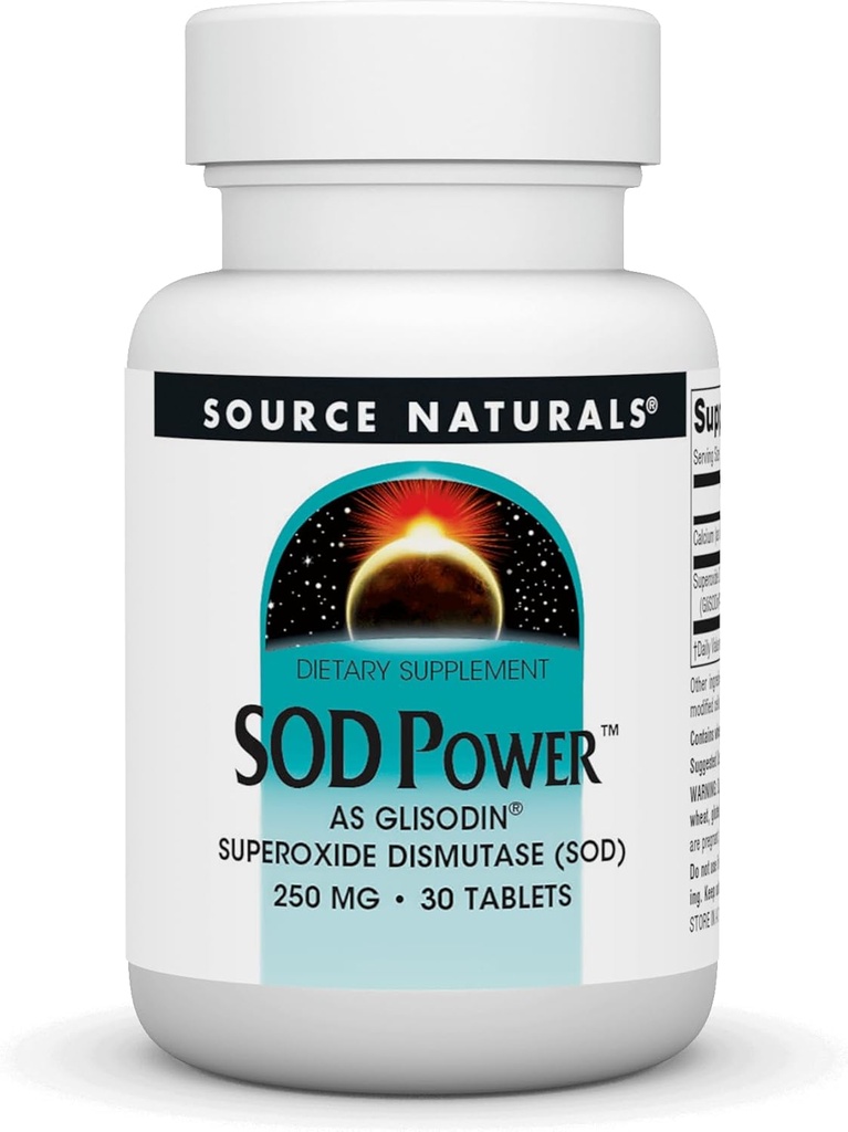 Fuente Natural SOD Power As Glisodin, Superoxide Dismutase, Dietary Supplement 250mg - 30 Tablets