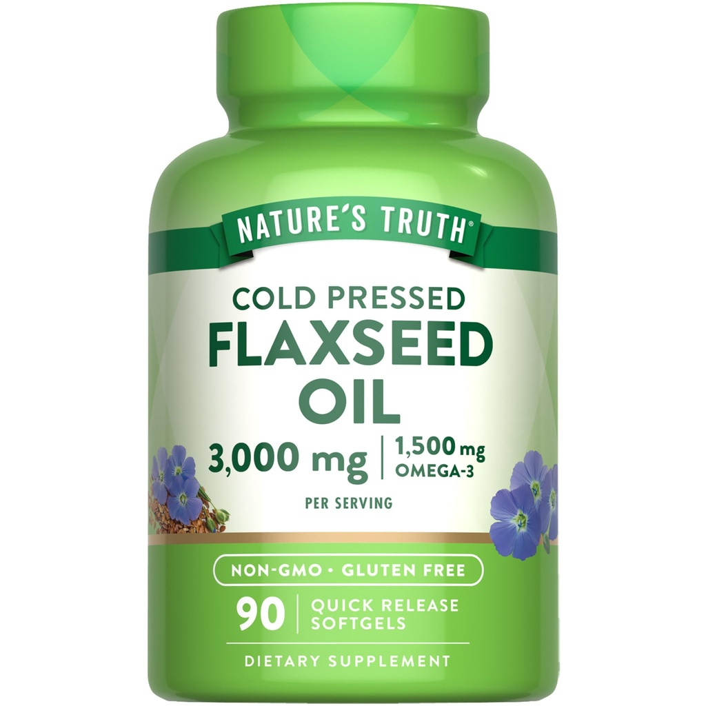 La verdad de la naturaleza Flaxseed Oil Softgels  90 Conde ← Cold Pressed, Non-GMO &amp; Gluten Free Supplement