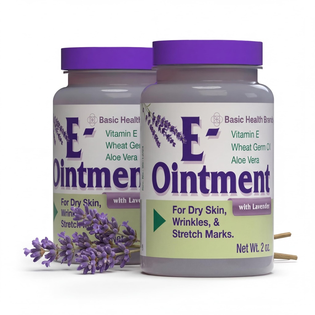 Marcas básicas - Vitamina E ungüento con lavanda - 2oz - Moisture Enhancing - 2-Pack