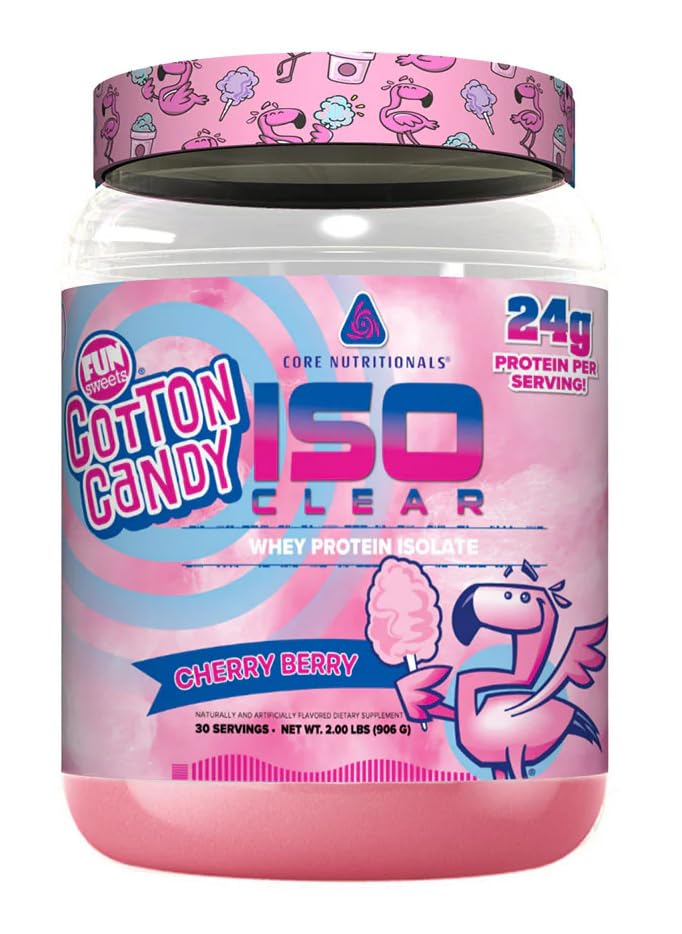 Nutriciones básicas Iso Clear Whey Protein Isolate ← Baja Calorie, Carb, " Fat TEN Lactose Free " Easy to Digest TEN 24g Protein, Zero Sugar TEN 2 Pound (Fun Sweets Cherry Berry)