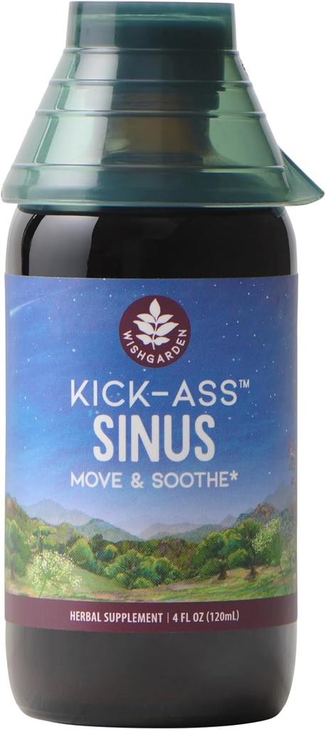 WishGarden Herbs Kick-Ass Sinus - Herbal Sinus Relief, Sinus Congestion Relief and Sinus Pressure Relief for Adults, Natural Sinus Relief and Sinus Decongestant, All Season Sinus Support, 4oz