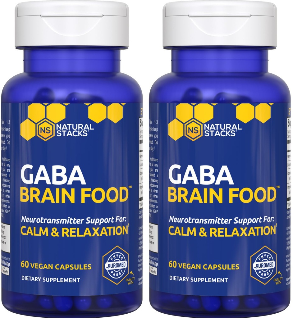 GABA Brain Food - Suplemento GABA con L-Citrulline " Grape Seed Extract - Apoyo a la calma " Relajación - Ayuda al sueño nocturna - Apoya la producción de ácido aminobutírico Gamma - 120 L-Citrulline Capsules