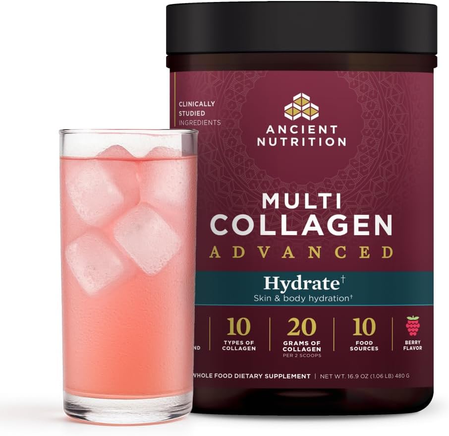 Nutrición antigua Avanzada Multi Collagen Protein Powder Hydrate, Berry mixto, 30 Servimientos