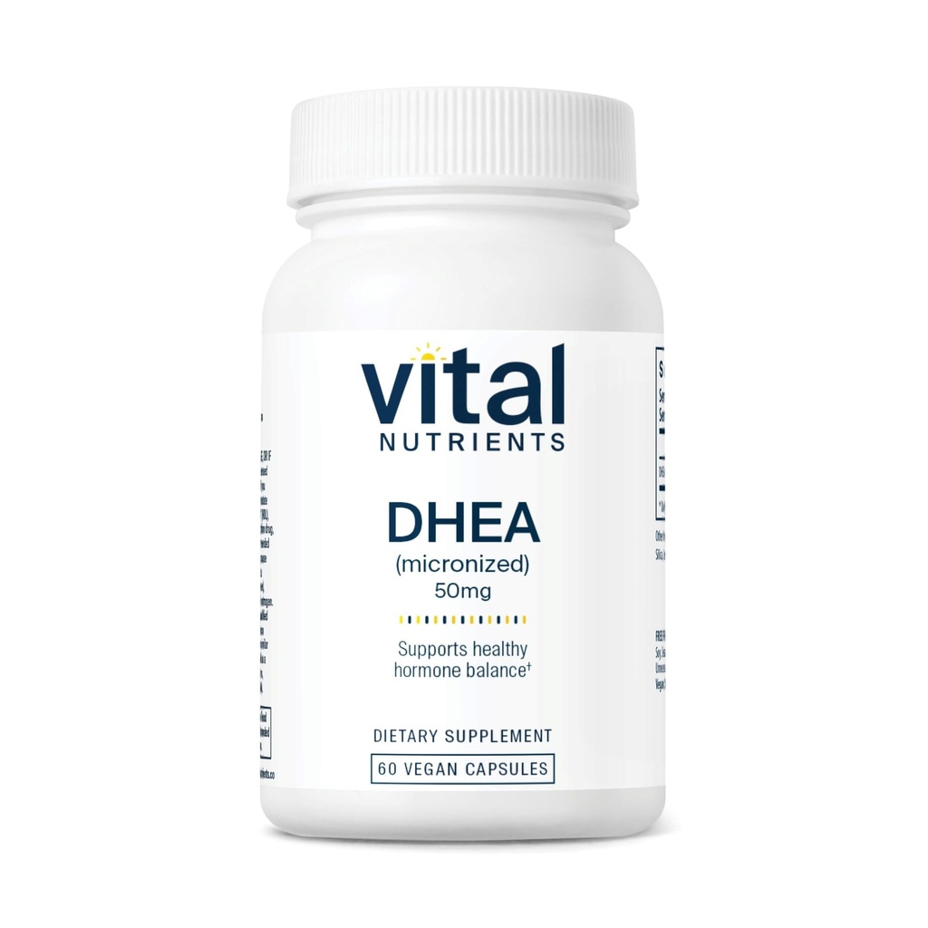 Vital Nutrients DHEA 50mg - Vegan Micronized DHEA Supplement for Women & Men- Supports Hormone Balance - Supports Healthy Metabolism of Sugar & Minerals - Gluten, Dairy, Soy Free - 60 Capsules