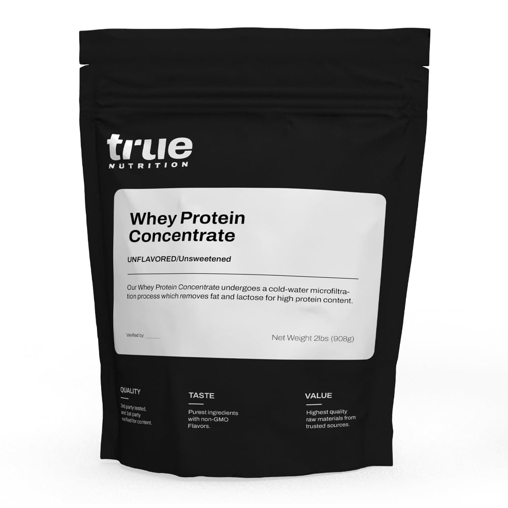 Verdadera Nutrición - Concentrado de Proteína Whey - 100% Whey Protein Powder - Pólvora de baja carb con ácidos amino esenciales - alta en Leucine (2 lb, desarmado)
