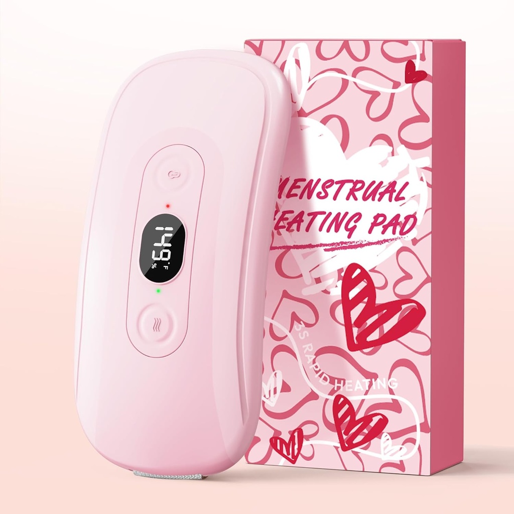 Placa de calefacción portátil calambres: 2 Timer 6 Niveles de calor 6 Modos de vibración Empuñadura de calefacción eléctrica inalámbrico para espalda Pain Relief Menstrual Calefacción Pad (Light Pink)