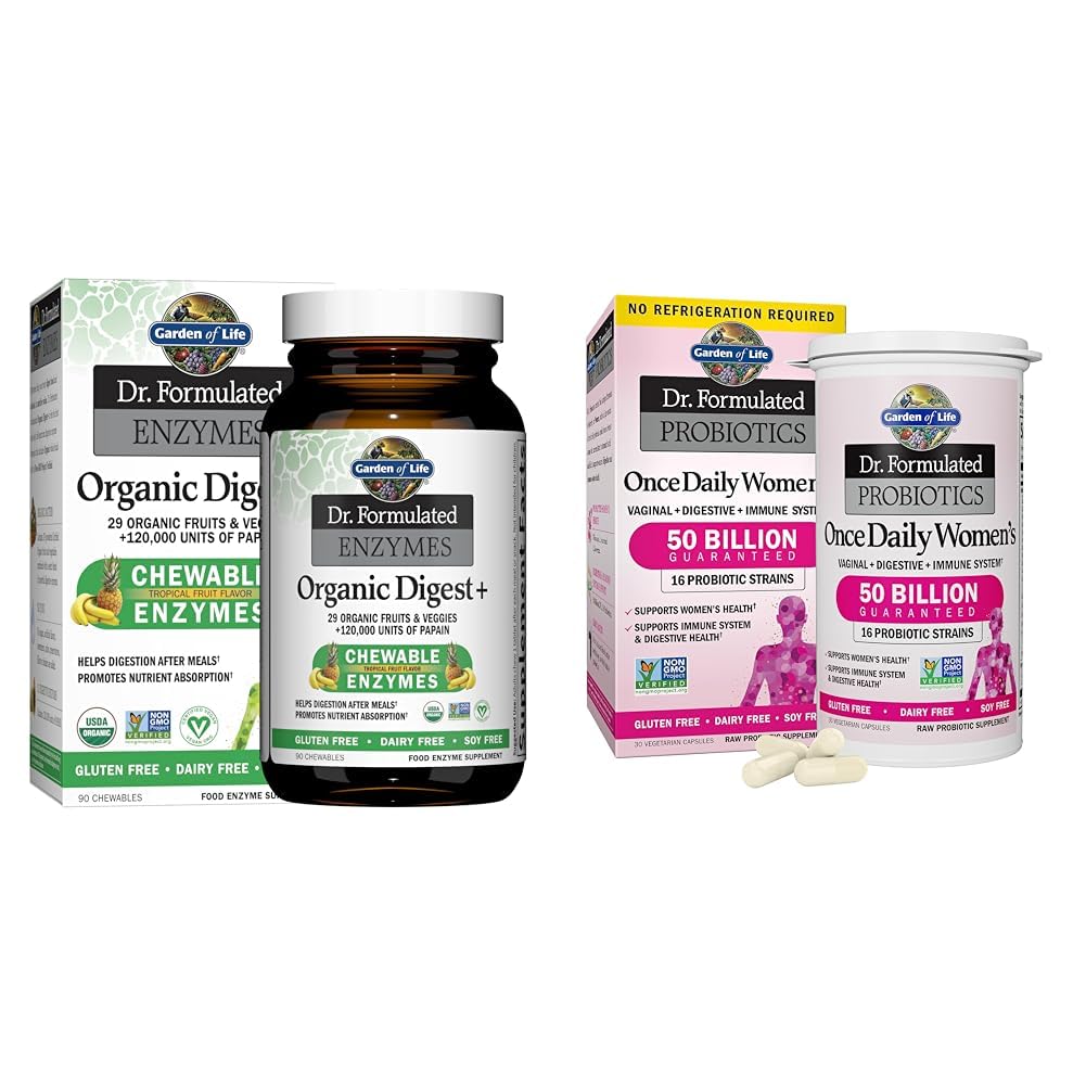 Jardín de la vida Dr Fórmuló Enzymes Digestivos con Papain, Bromelain " Dr. Fórmula los Probióticos de Mujeres Una vez Daily, 16 Strains, 50 Billion, 30 cápsulas