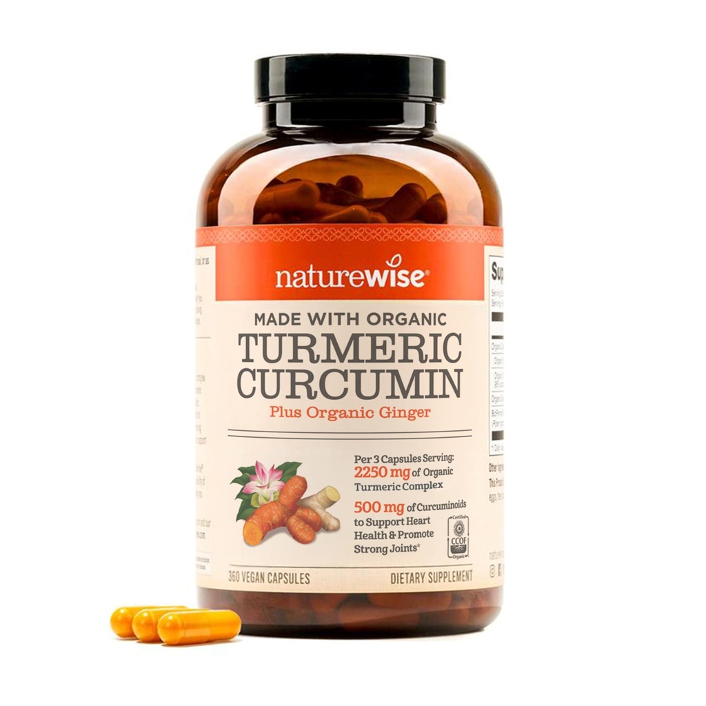NatureWise Curcumin Turmeric 2250mg - 95% Curcuminoids " BioPerine Black Pepper Extract for Advanced Absorption - Daily Joint and Immune Health Support - Vegan, Non-GMO, 360 Conde[120-Day Supply]